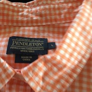 Pendleton, Orange and white Gingham Blouse